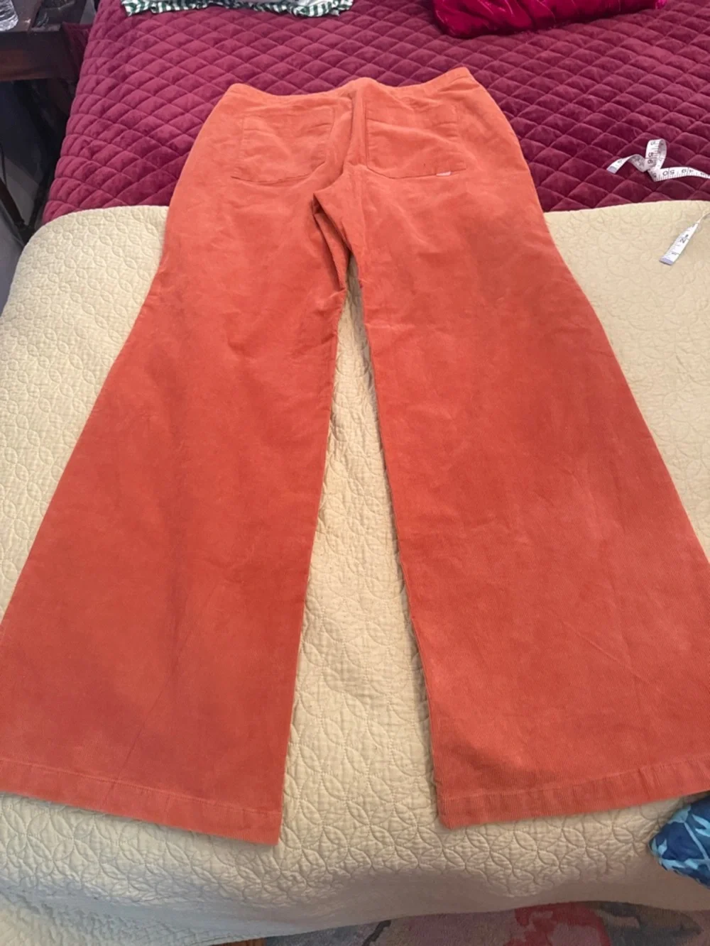 Maeve Anthropologie Wide-Leg Thin Corduroy Trousers US 16 Orange NWOT - Picture 8 of 11